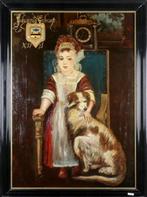 Willem HA Teeling olieverf Johanna Schuyt 1672-1707 met hond, Ophalen of Verzenden