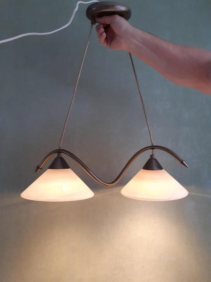 Steinhauer hanglamp, Huis en Inrichting, Lampen | Hanglampen, Zo goed als nieuw, 50 tot 75 cm, Glas, Metaal, Ophalen