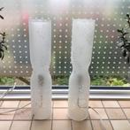 2 Witte tafellampen van glas strak model cilinder 46 cm hoog, Huis en Inrichting, Ophalen of Verzenden, Zo goed als nieuw, Glas