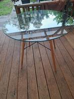 Ronde glazen eettafel, Ophalen, Minder dan 55 cm, Rond, Zo goed als nieuw