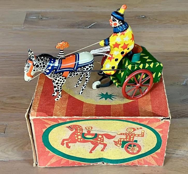 Blikken opwindbaar speelgoed Circus Clown & Paard USSR 1958, Antiek en Kunst, Antiek | Speelgoed, Ophalen of Verzenden