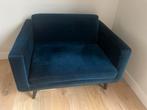 Blauwe velours Sofacompany Loveseat Fauteuil, Ophalen of Verzenden, Zo goed als nieuw, Stof, 75 tot 100 cm