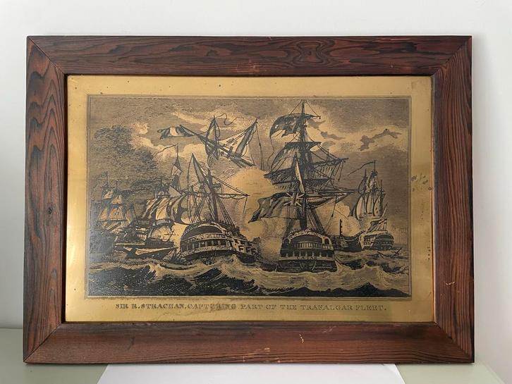 Zeeslag Kaap Ortegal - Kopergravure, Antiek en Kunst, Kunst | Etsen en Gravures, Ophalen of Verzenden