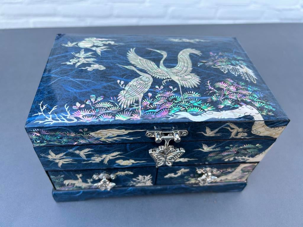 Parelmoeren sieraden doos  - Mother of Pearl - Korea, Overige kleuren, Ophalen of Verzenden, Zo goed als nieuw, Met slot