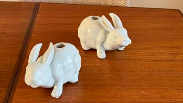 2 keramische konijnen kandelaars Pols Potten beschikbaar voor biedingen