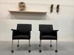 2 Nieuw Design on Stock Gola Eetkamerstoel zwart leer Wielen, Huis en Inrichting, Stoelen, Twee, Zwart, Leer, Ophalen of Verzenden