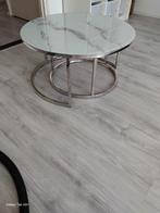 Salontafels Set - Wit Marmer Design € 100, 50 tot 100 cm, Rond, Zo goed als nieuw, Glas