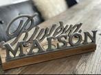 Riviera Maison Prachtige Signature Sign Waxinelichthouder, Verzenden, Grijs, Zo goed als nieuw, Hout