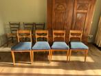 4 BIEDERMEIER POLSTER STUHL MET NIEUWE BLAUWE BEKLEDING, Ophalen of Verzenden
