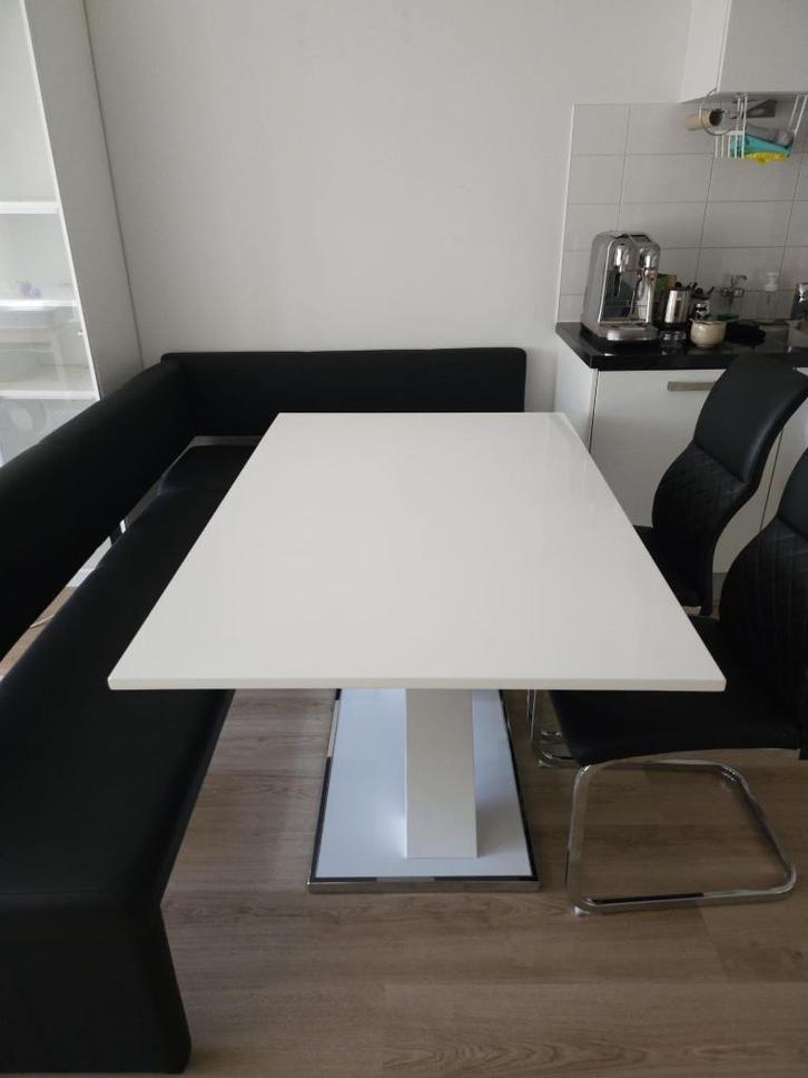 Eettafel + stoelen, Huis en Inrichting, Tafels | Eettafels, Gebruikt, Minder dan 50 cm, Minder dan 50 cm, Vijf personen of meer