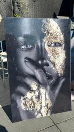 Schilderij vrouw goud zwart eric kuster style, Ophalen, Zo goed als nieuw, Schilderij, 75 cm of meer