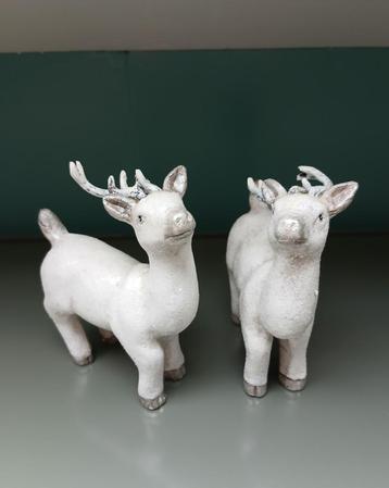 Twee Hertjes - Kerst - Winter - Wit - Glitters beschikbaar voor biedingen