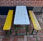 Biertafel kind, set van tafel en 2 bankjes, Ophalen, Gebruikt, Rechthoekig, Inklapbaar