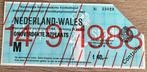 Toegangskaartje Nederland-Wales kwalificatie WK 1990, Verzamelen, Verzenden, Gebruikt, Ajax