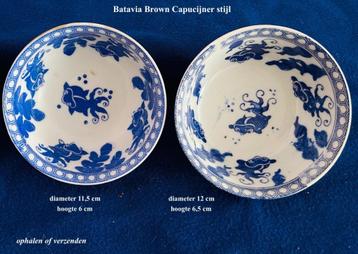 2 kommetjes € 20 p/s Batavia Brown Karper Capucijner servies beschikbaar voor biedingen