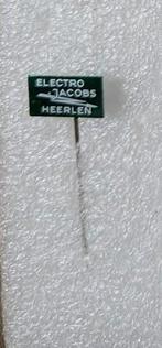 blikken speldje Electro Jacobs Heerlen, Ophalen of Verzenden, Gebruikt, Overige onderwerpen, Speldje of Pin