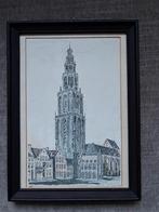 Martinitoren Groningen, Ingekleurde ets, A. J. van Dijken., Ophalen of Verzenden