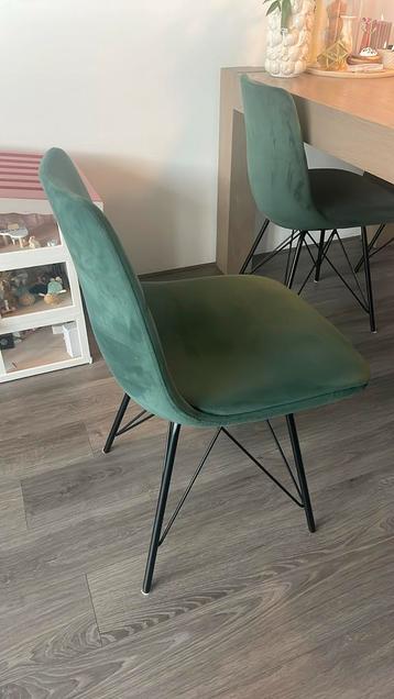 Eetkamerstoelen 4x Velvet groen beschikbaar voor biedingen