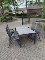 Nette tuinset alu antraciet gepoedercoat + 4 stoelen, Ophalen, Gebruikt, Aluminium, Eettafel