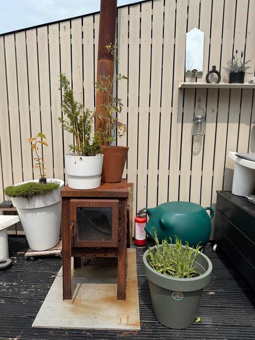 Uitstekende Blok buiten haard van Corten staal, Tuin en Terras, Tuinhaarden, Gebruikt, Ophalen