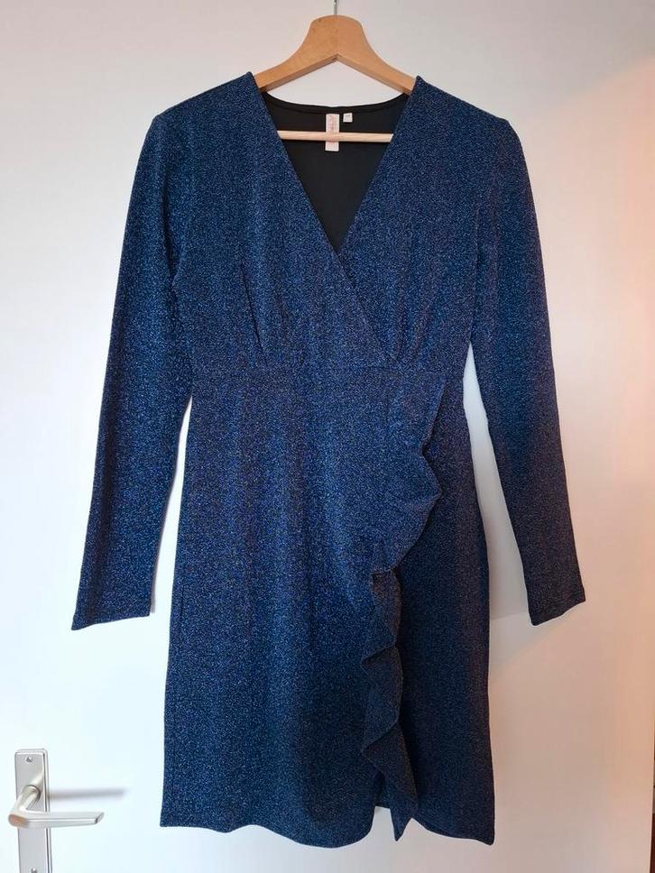 Only kobalt blauwe glitter jurk met ruffle, Kleding | Dames, Jurken, Zo goed als nieuw, Maat 34 (XS) of kleiner, Blauw, Boven de knie