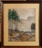 Piet Peeters (1890-1940) Landschap in Brabant, pastel ~1930, Ophalen of Verzenden