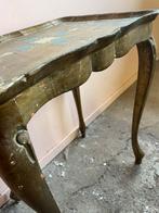 Vintage gouden houten Venetiaanse bijzettafel, Minder dan 55 cm, Gebruikt, Vintage, Rechthoekig