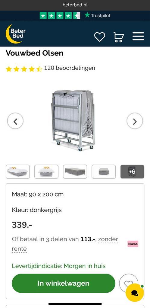 Nieuw vouwbed Olsen 90x200 cm – met matras (nieuw in doos), Huis en Inrichting, Slaapkamer | Bedden, Nieuw, Eenpersoons, 90 cm