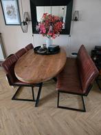 3 Leren stoelen met bank. Urban sofa, Huis en Inrichting, Stoelen, Ophalen, Gebruikt, Modern