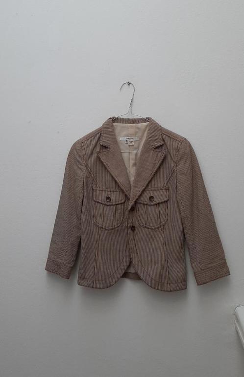 Gestreepte blazer (Zara, S), Kleding | Dames, Jasjes, Kostuums en Pakken, Gedragen, Jasje, Maat 36 (S), Bruin, Ophalen of Verzenden