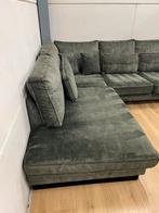 Mooie luxe suede donkergroene hoekbank - GEREINIGD!!!, Huis en Inrichting, Ophalen, 250 tot 300 cm, Luxe, Hoekbank