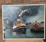 Stoomsleepboot  Furie, Antiek en Kunst, Kunst | Schilderijen | Klassiek, Ophalen of Verzenden