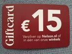 Giftcard Nelson €15, Tickets en Kaartjes, Kortingen en Cadeaubonnen, Eén persoon, Kortingsbon, Warenhuis- of Winkelbon
