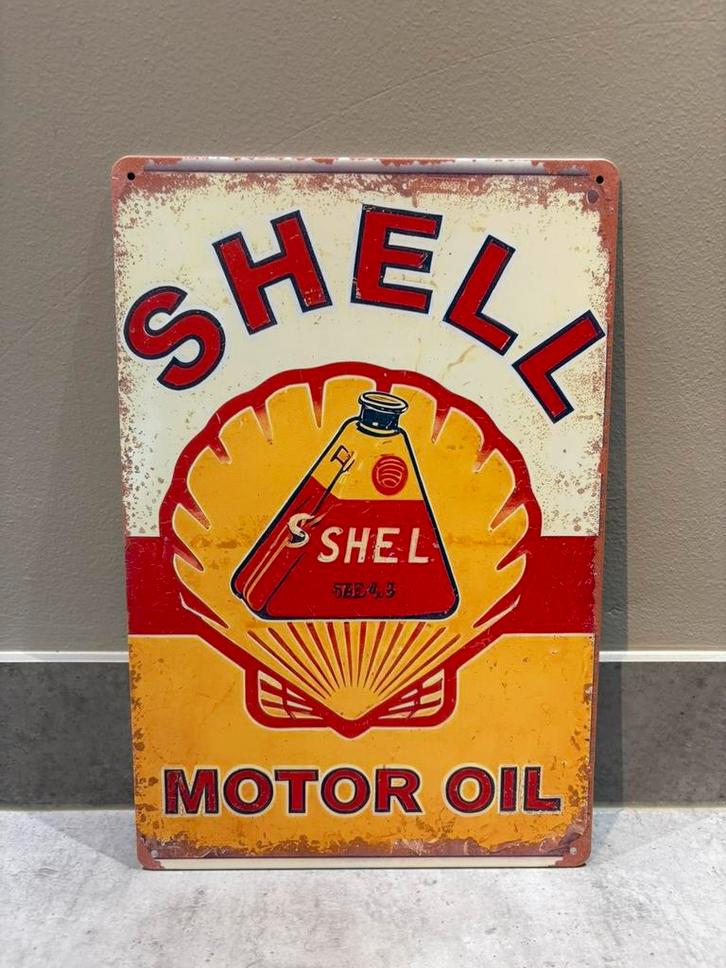Mancave Bar Café Wanddecoratie metalen bordje merk Shell, Verzamelen, Merken en Reclamevoorwerpen, Zo goed als nieuw, Reclamebord