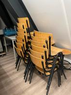 Vintage Houten school Stoel met Metalen Frame, Ophalen, Gebruikt, Bruin, Eén