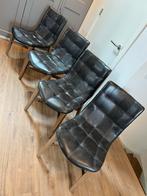 4 Stoelen - Skai Leer - Beschadigd, Huis en Inrichting, Stoelen, Ophalen, Gebruikt, Zwart, Leer