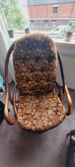 Vintage Rotan Stoel met Bloemmotief, Gebruikt, Bruin, Vintage, Ophalen of Verzenden