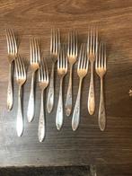 Antiek bestek: 10 Verzilverde vorken., Ophalen of Verzenden