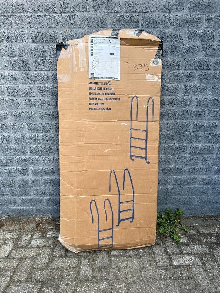 Zwembadtrap RVS standaard, 3 treden | AISI 304, Tuin en Terras, Zwembad-toebehoren, Gebruikt, Ladder, Ophalen of Verzenden