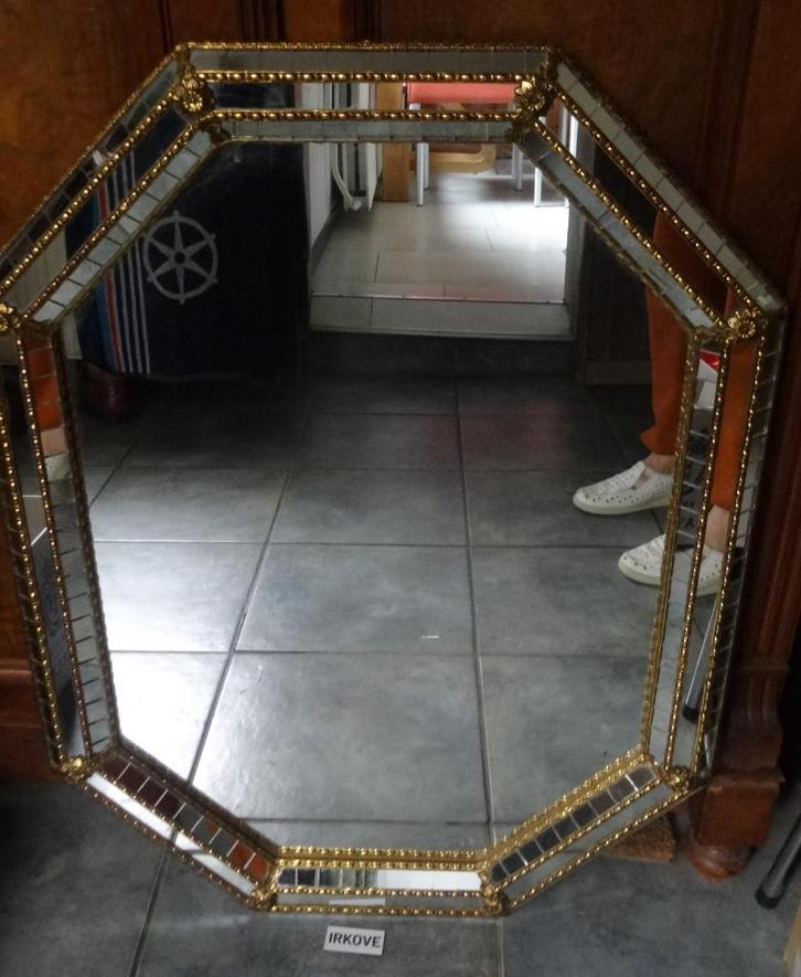 ACHT KANTIGE ITALIAANSE SPIEGEL * Topper! *, Antiek en Kunst, Antiek | Spiegels, 50 tot 100 cm, Minder dan 100 cm, Rechthoekig