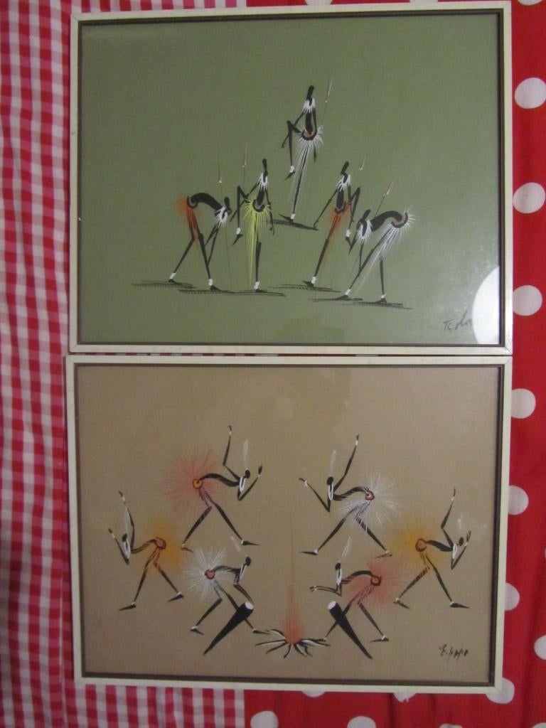 2 schilderijen AFRIKA, Antiek en Kunst, Ophalen of Verzenden