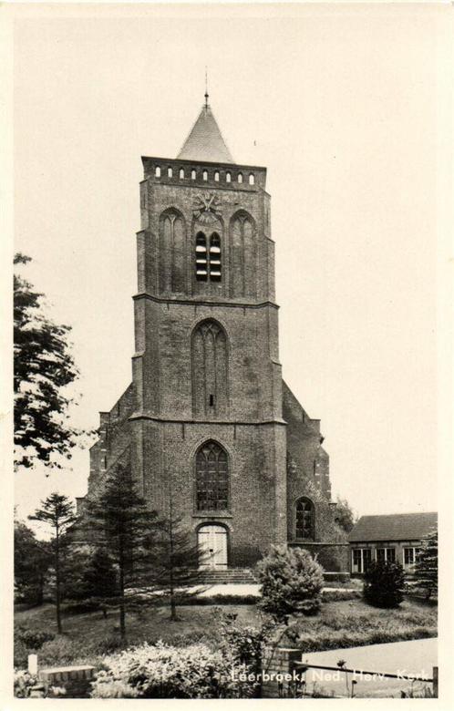 Leerbroek, Ned. Herv. Kerk - 1955 gelopen, Verzamelen, Ansichtkaarten | Nederland, Gelopen, Overijssel, 1940 tot 1960, Ophalen of Verzenden