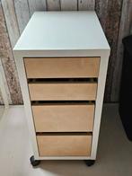 Ikea MICKE ladeblok op wielen, wit met hout, 35x75 cm, Huis en Inrichting, Kasten | Ladekasten, Ophalen, Minder dan 50 cm, Zo goed als nieuw