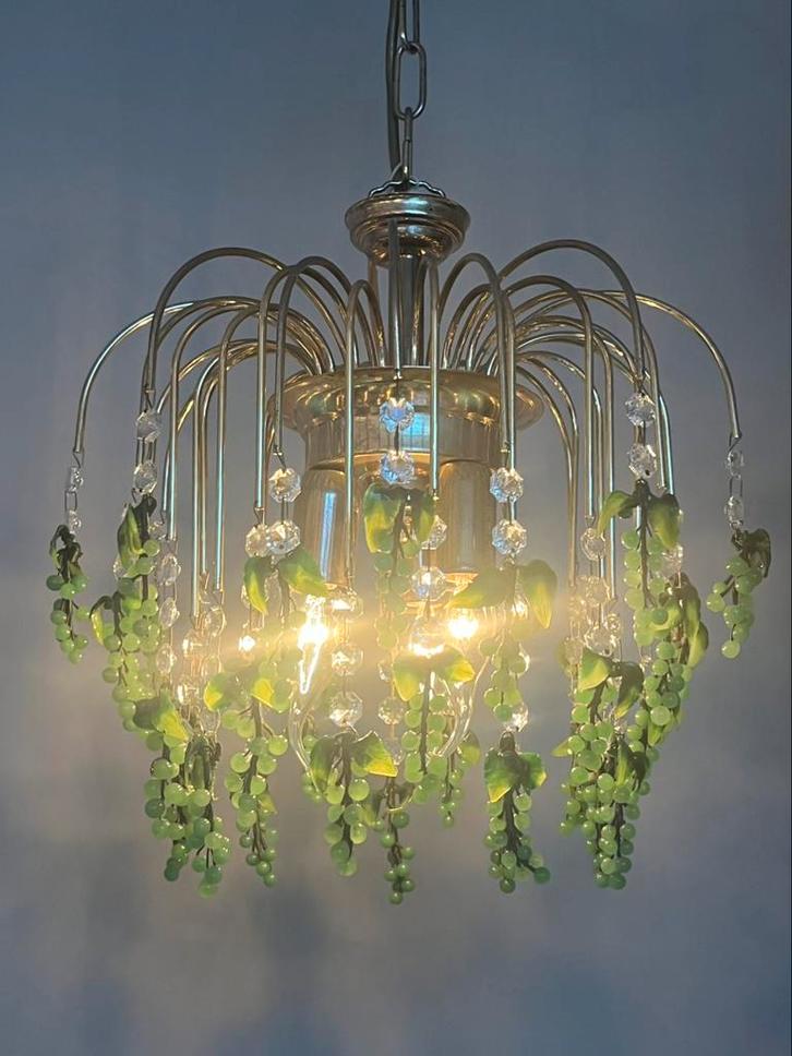 murano handgemaakte groene druiven kroonluchter hanglamp, Huis en Inrichting, Lampen | Kroonluchters, Glas, Ophalen of Verzenden