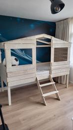 Boomhutbed - Hoogslaper - White wash - 90 x 200 cm, Ophalen, Gebruikt, Hoogslaper