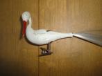 Mooie oude glazen kerstbal vogel (ooievaar) op clip, Diversen, Kerst, Ophalen of Verzenden, Gebruikt