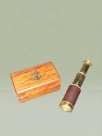 Vintage Messing Handtelescoop met Houten Kist, Antiek en Kunst, Ophalen of Verzenden