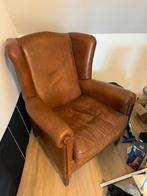 Mooie schapenleren fauteuil, kleur bruin, Huis en Inrichting, Gebruikt, Leer, 75 tot 100 cm, Ophalen
