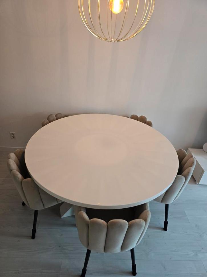 Goossens tafel + 5x Dubbelman stoelen, Huis en Inrichting, Tafels | Eettafels, Zo goed als nieuw, 100 tot 150 cm, 50 tot 100 cm