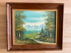 Klassiek Landschapschilderij olie op hardboard, Antiek en Kunst, Kunst | Schilderijen | Klassiek, Ophalen of Verzenden
